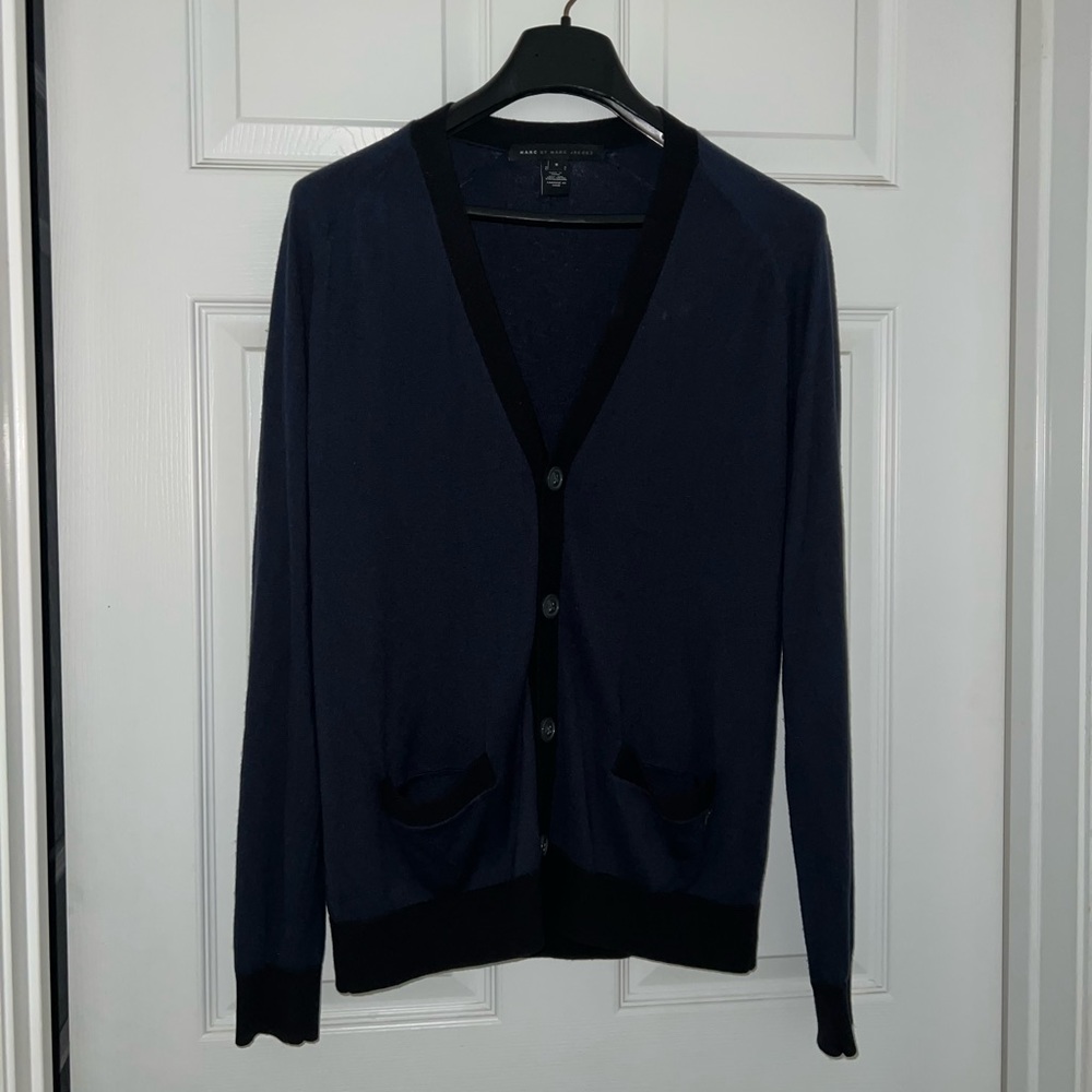 Marc by Marc Jacobs Silk Cotton Cashmere Cardigan - Dark Navy Blue size SMALL